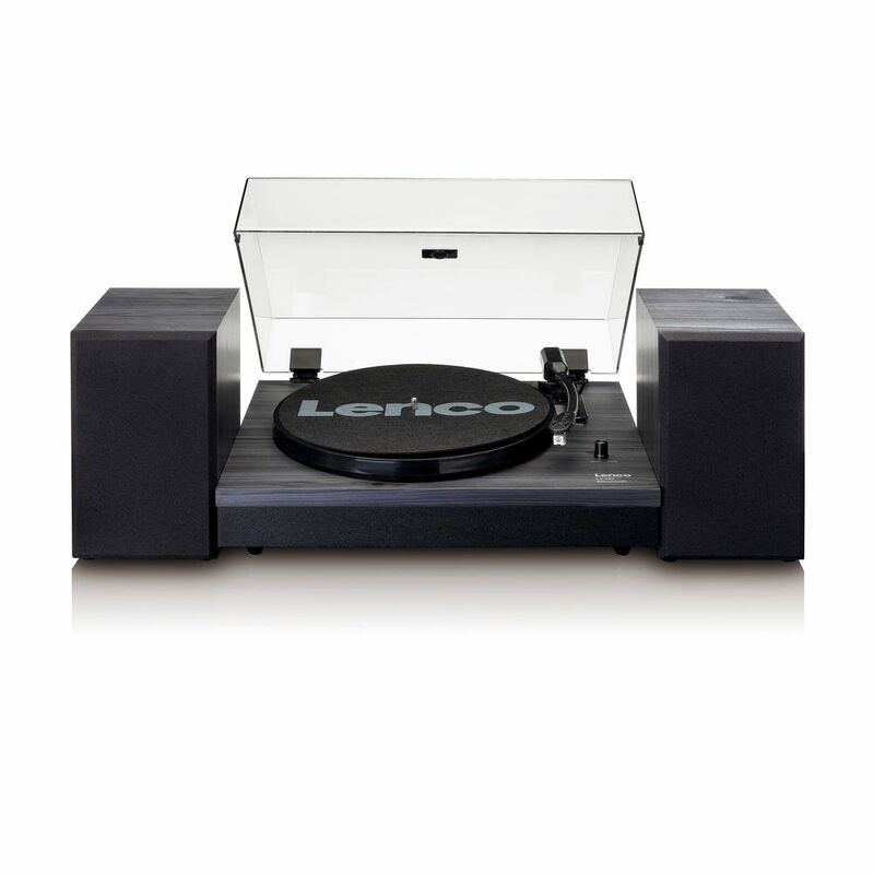 Lenco LS-300 Bluetooth Belt-Drive Turntable with Built-in Preamp & 2 Speakers - Black