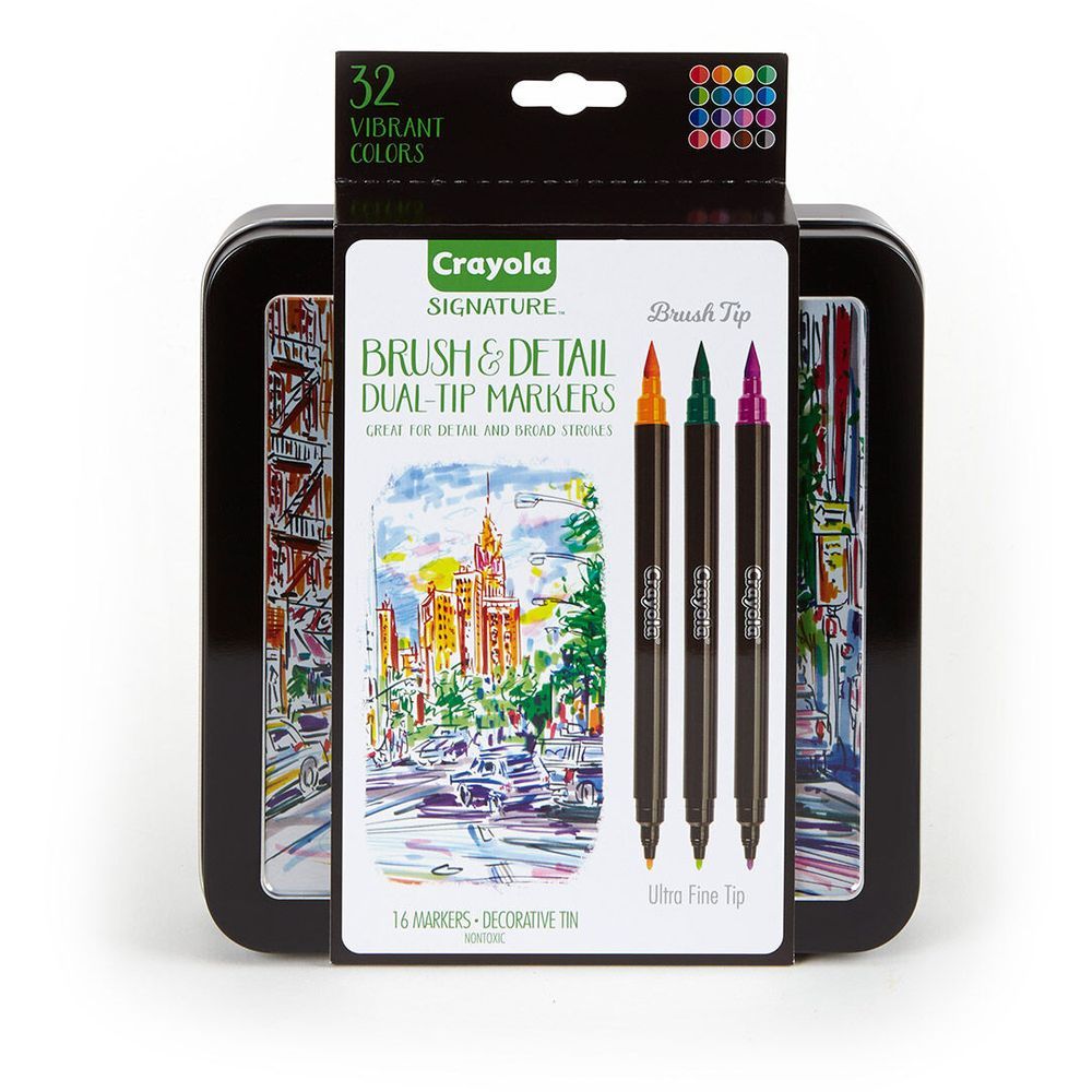 Crayola Brush & Detail Dual-Ended Markers (16 Pack)