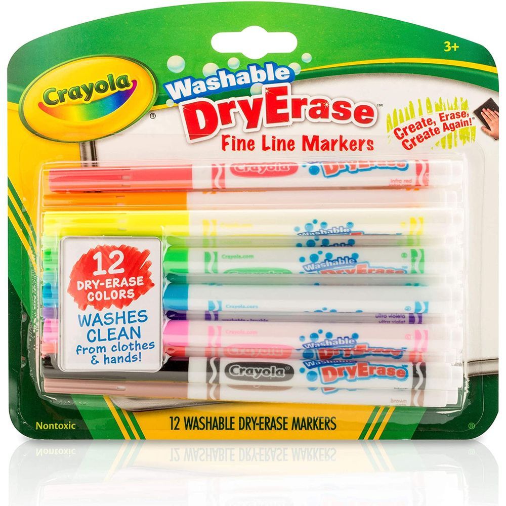 Crayola Washable Dry-Erase Markers Fine Line (12 Pack)