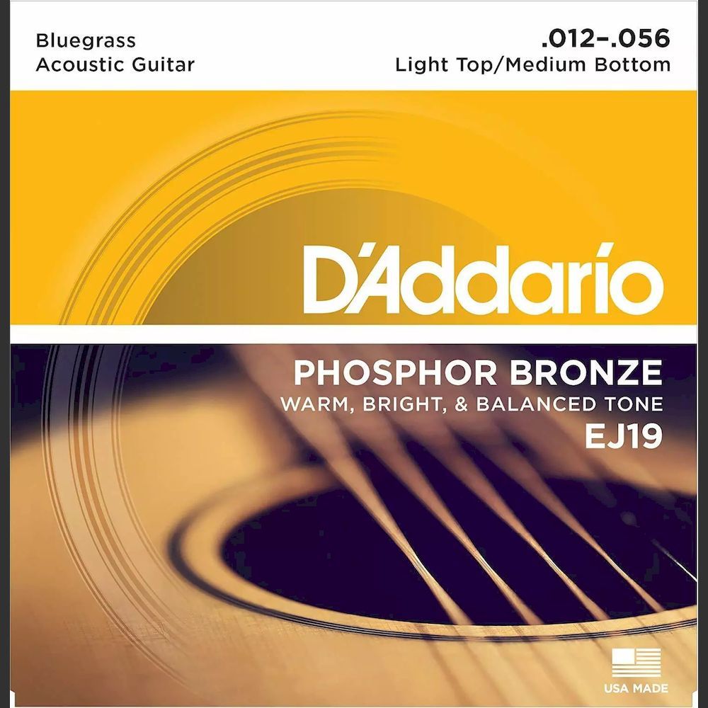 D'Addario Acoustic Guitar Strings Phosphor Bronze Bluegrass - Light Top Medium Bottom (12 - 56)