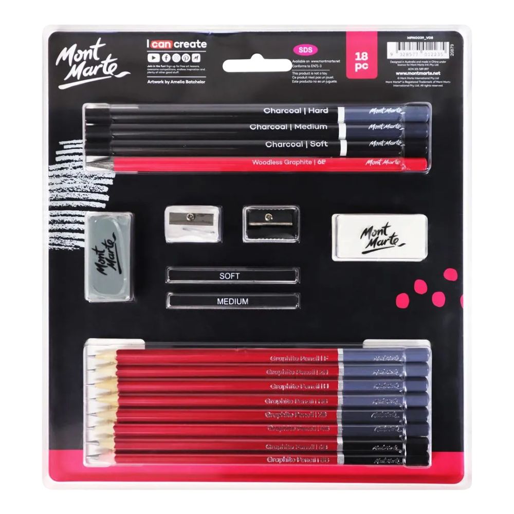 Mont Marte Sketch & Draw Set (18 Pieces)