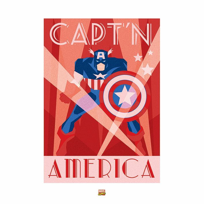 Pyramid Posters Marvel Deco Captain America Art Print (60 x 80 cm) Pyramid Posters Marvel Deco Captain America Art Print (60 x 80 cm)