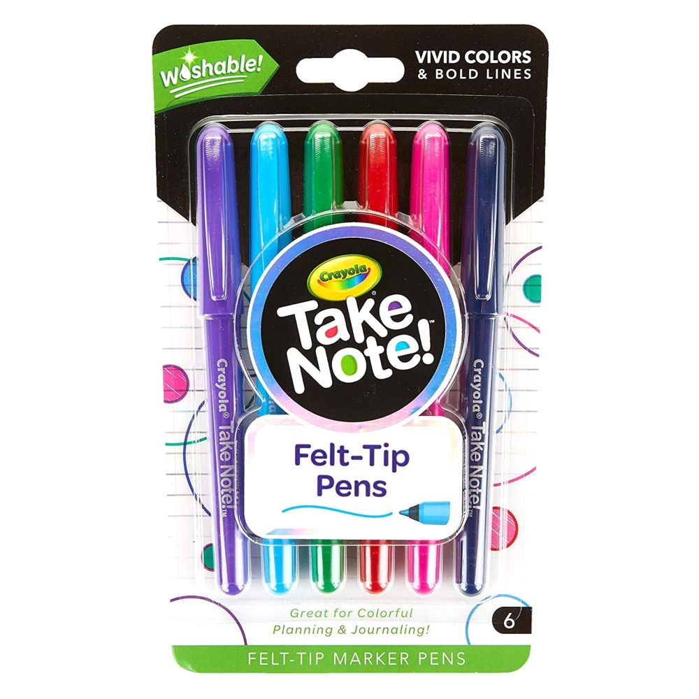 Crayola Take Note Washable Felt-Tip Pens (Set of 6)