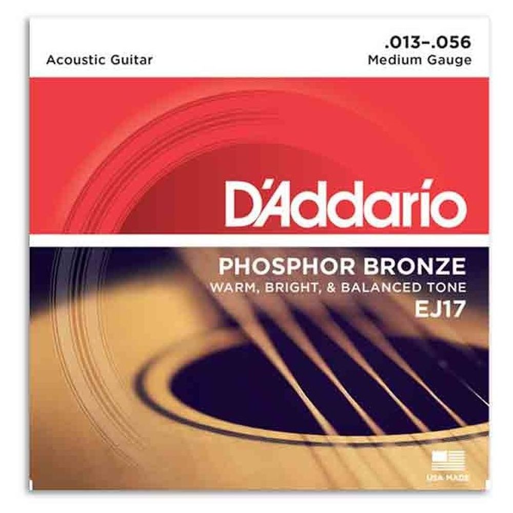 D'Addario Acoustic Guitar Strings Phosphor Bronze Meduim Gauge (13 - 56)