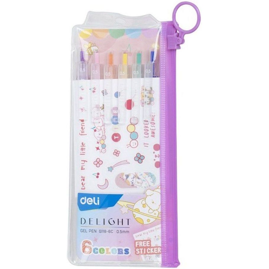 Deli Gel Pens 05 mm G118-6C (6 Pack)