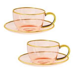 Cristina Re Rose Glass Teacup And Saucer (Set Of 2) Cristina Re Rose Glass Teacup And Saucer (Set Of 2)