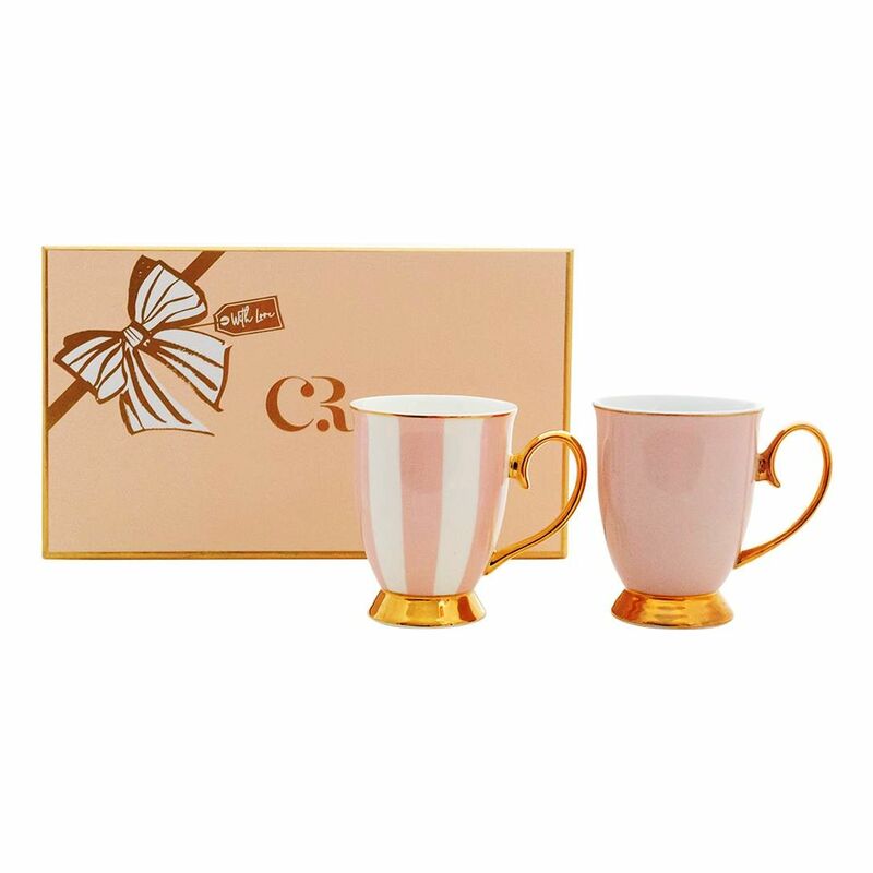 Cristina Re Blush Stripe & Blush Mug Set 300ml (Set Of 2)