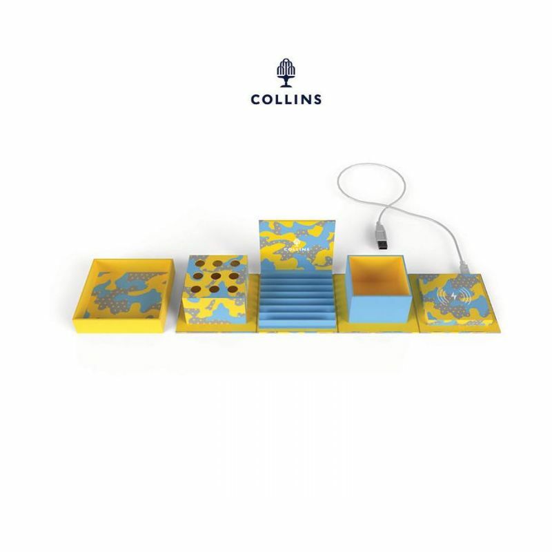 Collins Debden Cube Office Desk Organiser Unit Geo Navy