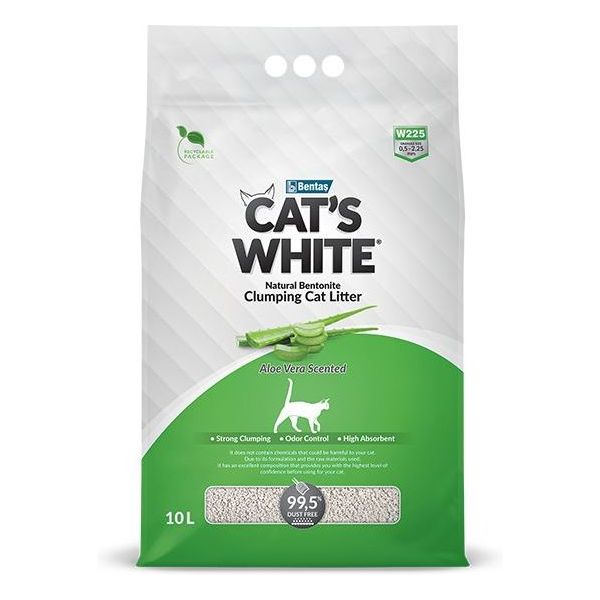 Cat's White Clumping Cat Litter 10L Aloe Vera Perfumed