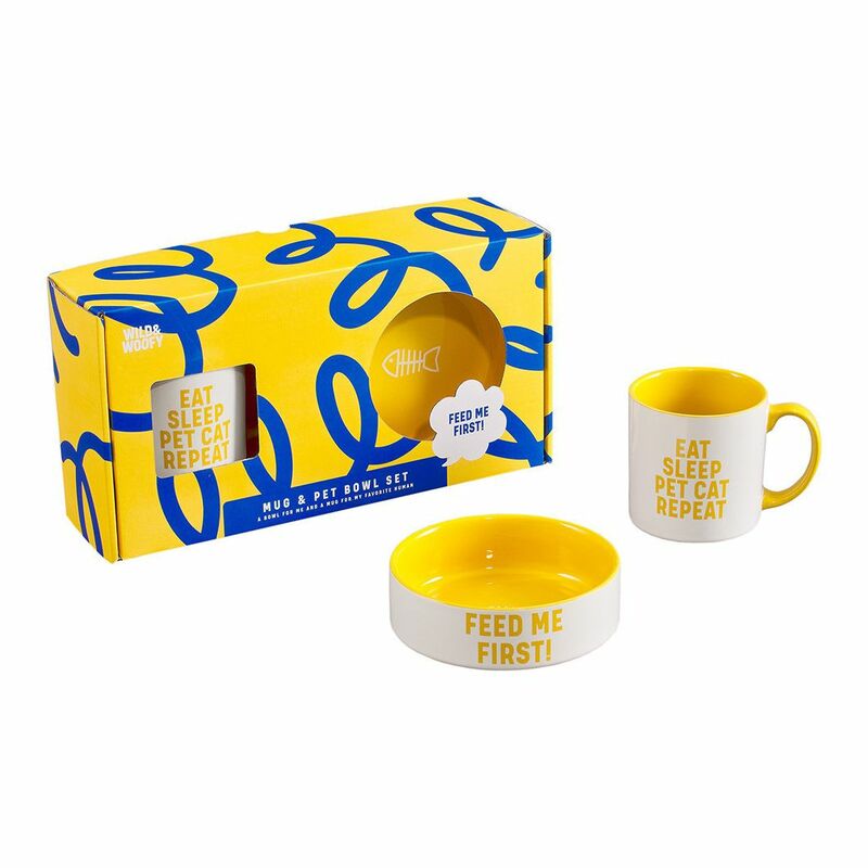 Wild & Woofy Mug And Pet Bowl Set Cat Wild & Woofy Mug And Pet Bowl Set Cat