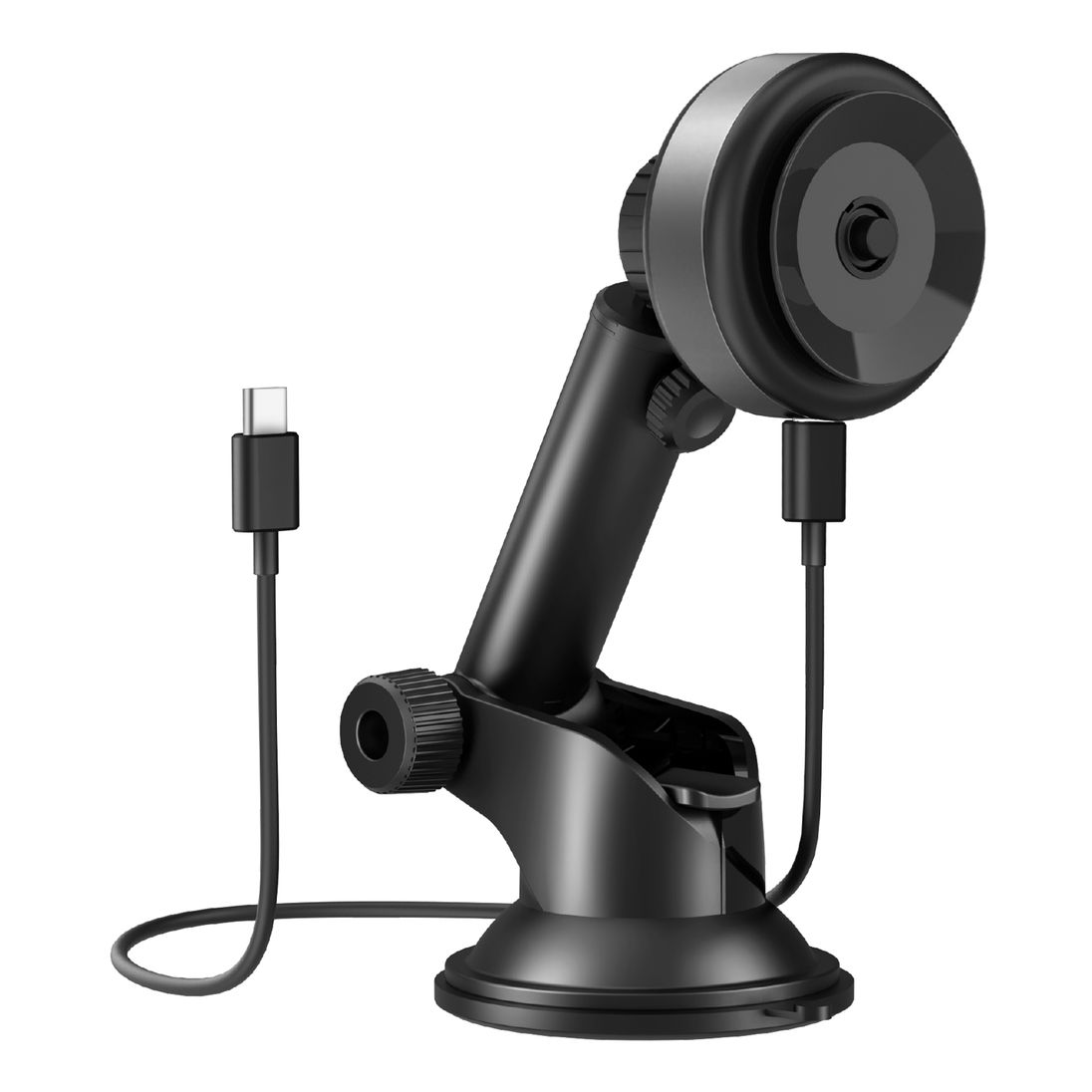 Energea Airlock Vacuum Phone Mount With 15W Wireless Charging - Gunmetal