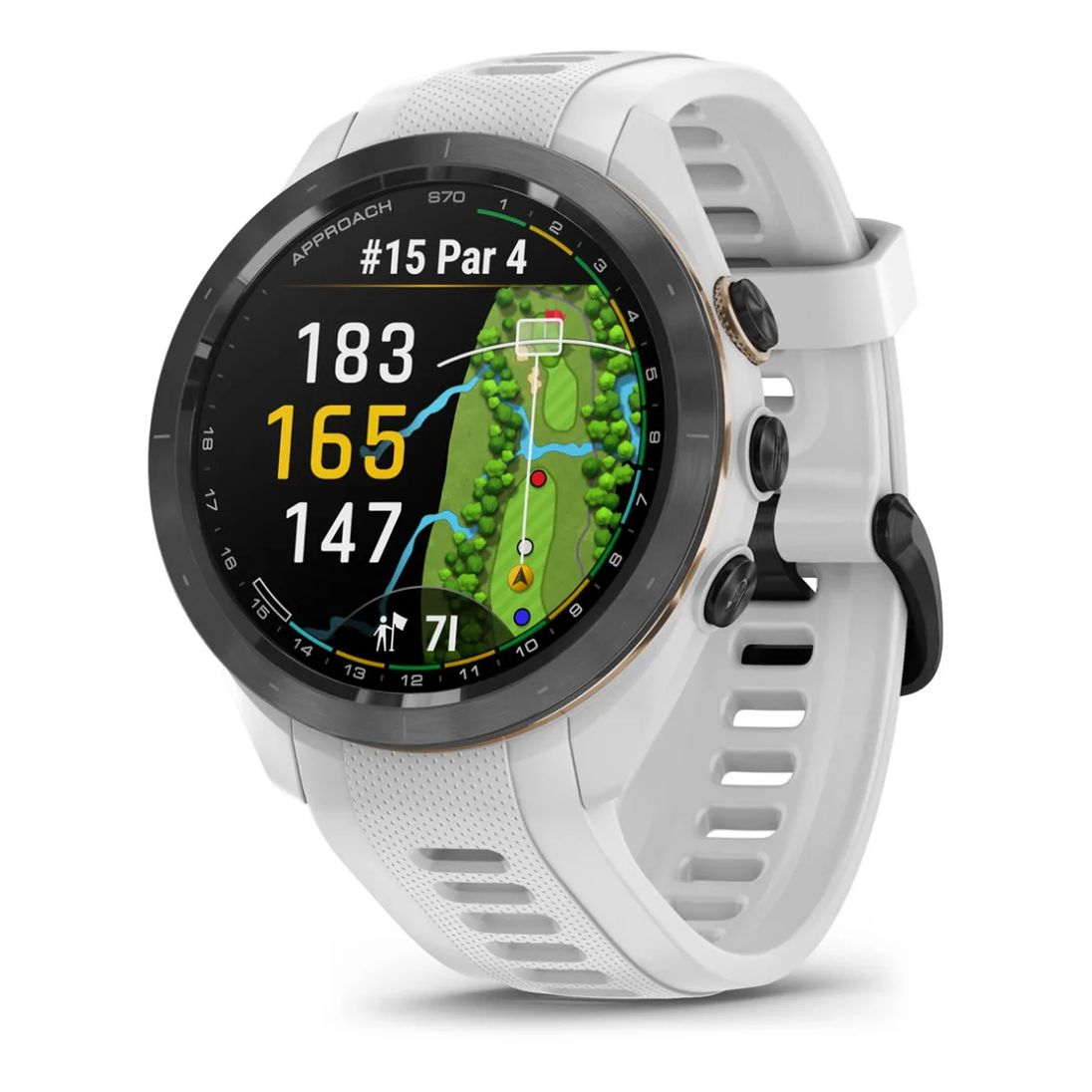 Garmin Approach S70 42mm Fitness Smartwatch - Black Ceramic Bezel With White Silicone Band