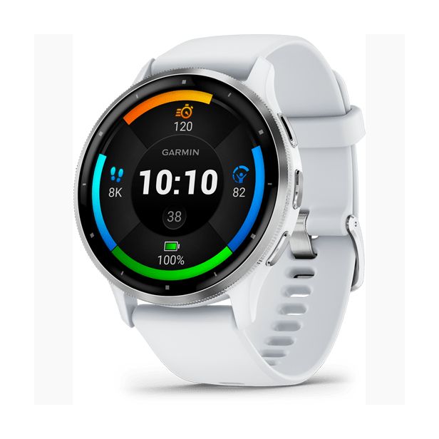 Garmin Venu 3 Fitness Smartwatch - Silver Stainless Steel Bezel With Whitestone Case And Silicone Band