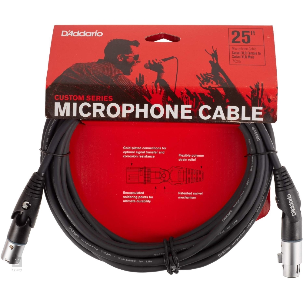 D'Addario PW-MS-25 Custom Series Microphone Cable with Swivel XLR Connectors - 25 ft / 7.6 Meters