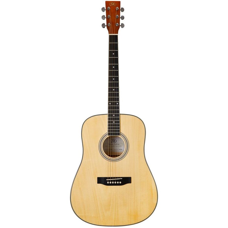 SX Guitar SD104G Dreadnought Acoustic - Gloss Natural - Includes Free Softcase