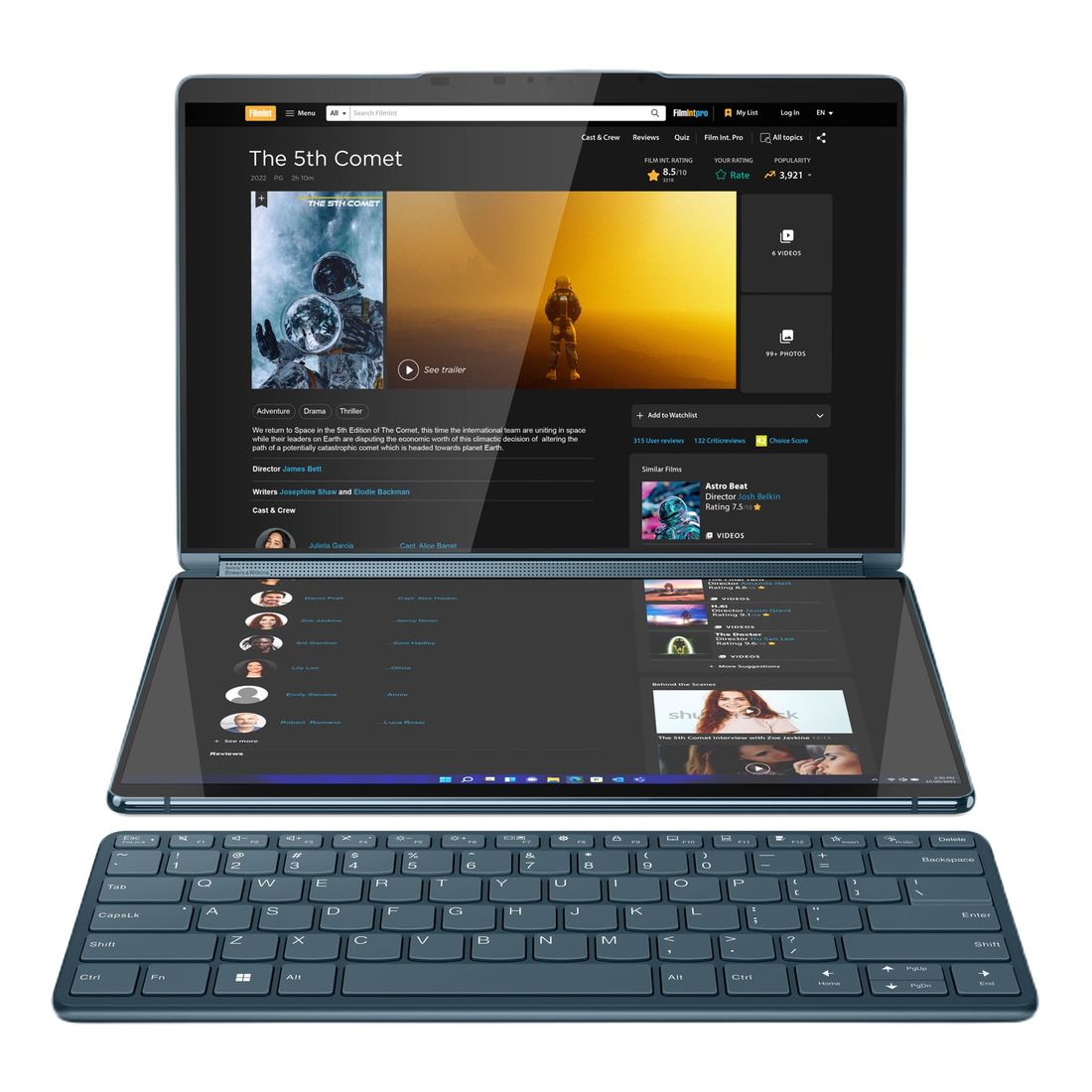 Lenovo Yoga Book 9 13IRU8 Laptop i7-1355U/16GB/1TB SSD/Intel Iris Xe Graphics/2x 13.3 2.8K OLED (2880x1800)/Windows 11 Home - Tidal Teal (Arabic/English)