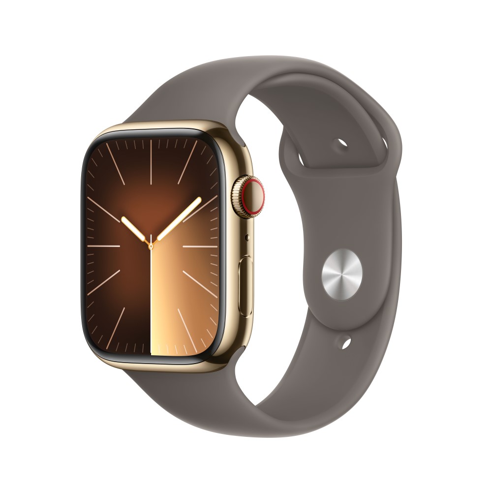 Apple Watch Series 9 GPS + Cellular 41mm Gold Stainless Steel Case with Clay Sport Band - S/M