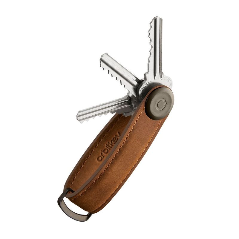 Orbitkey Crazy Horse Leather Chestnut Brown Keychain