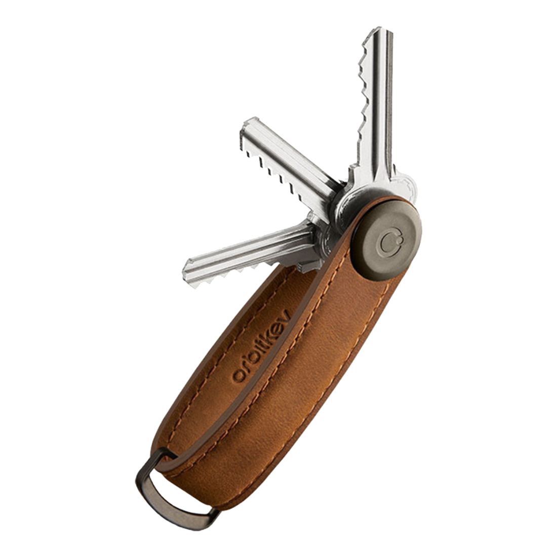 Orbitkey Crazy Horse Leather Chestnut Brown Keychain