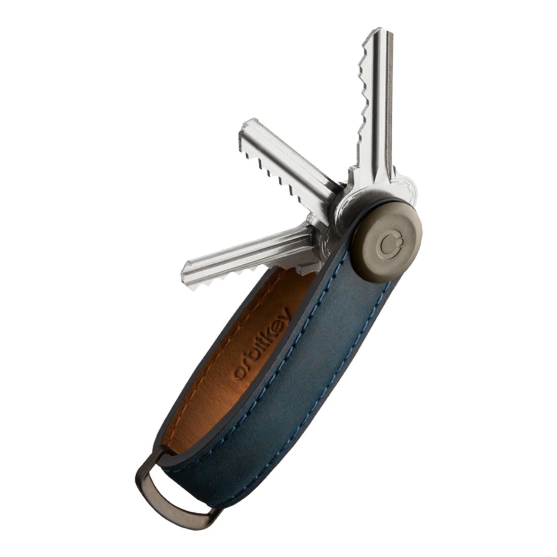 Orbitkey Crazy Horse Leather Marine Blue/Blue Keychain