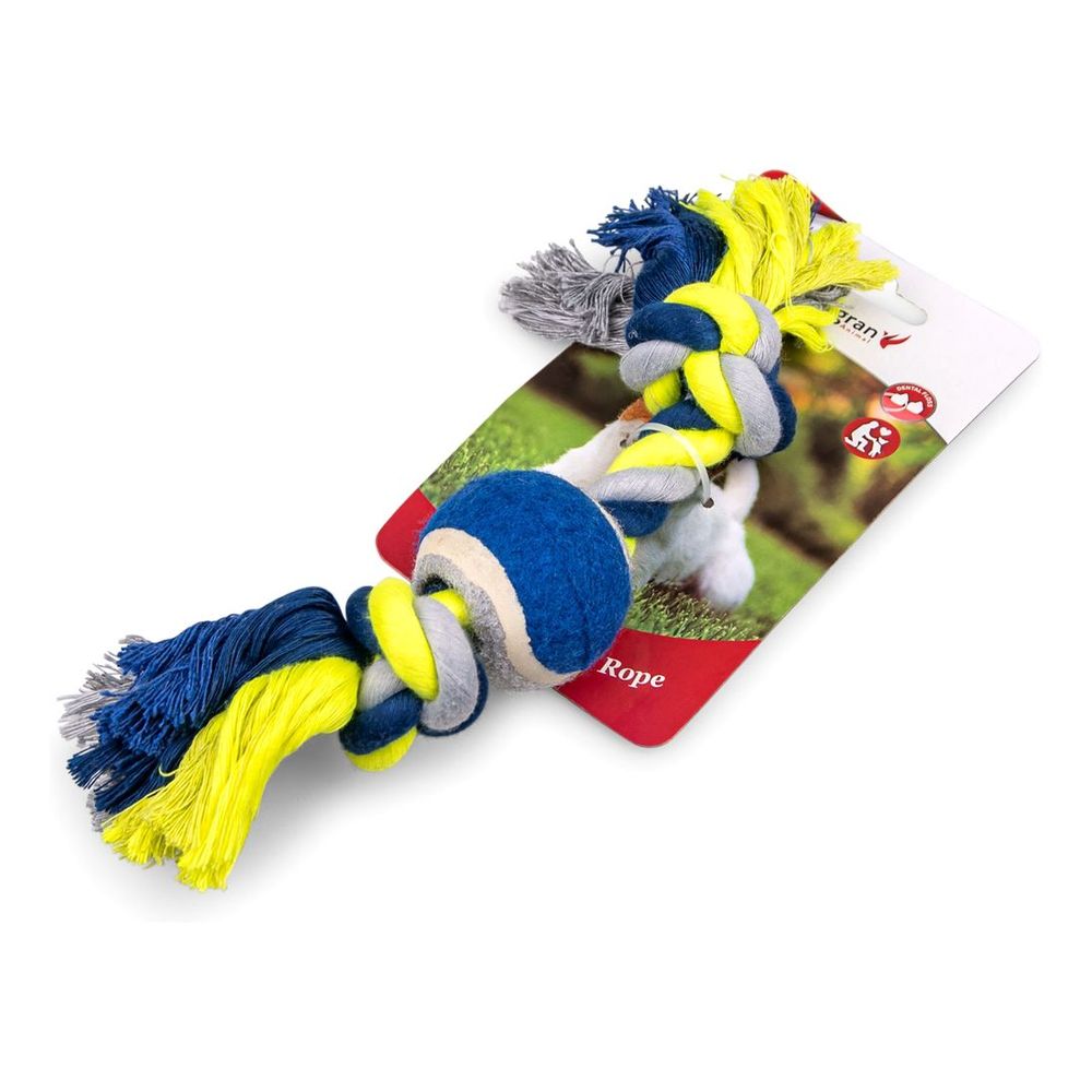 Vadigran Cotton Rope 2 Knots + Tennis Ball Blue/Yellow 26cm