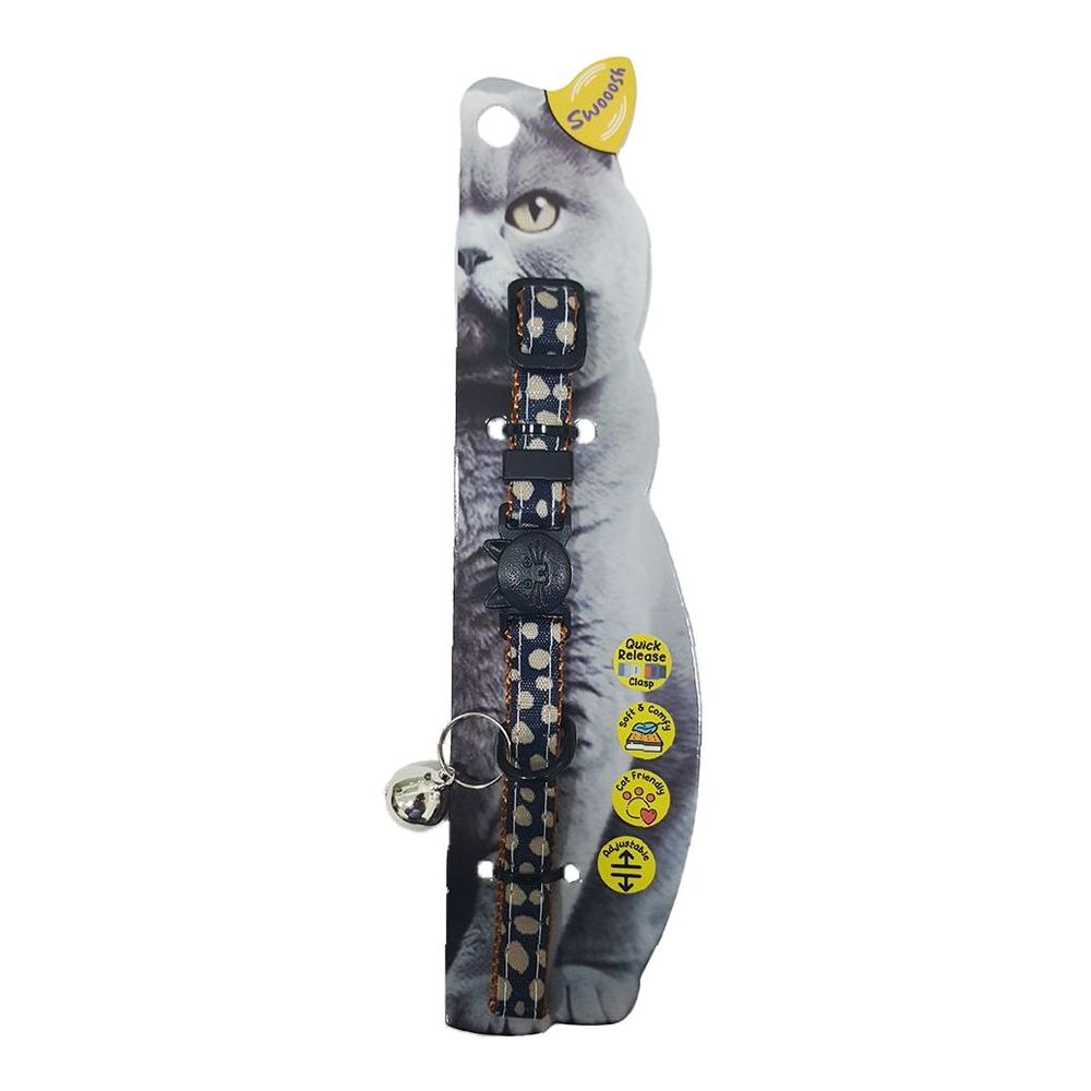 Swooosh The Polka Nylon Safe Cat Collar - Black