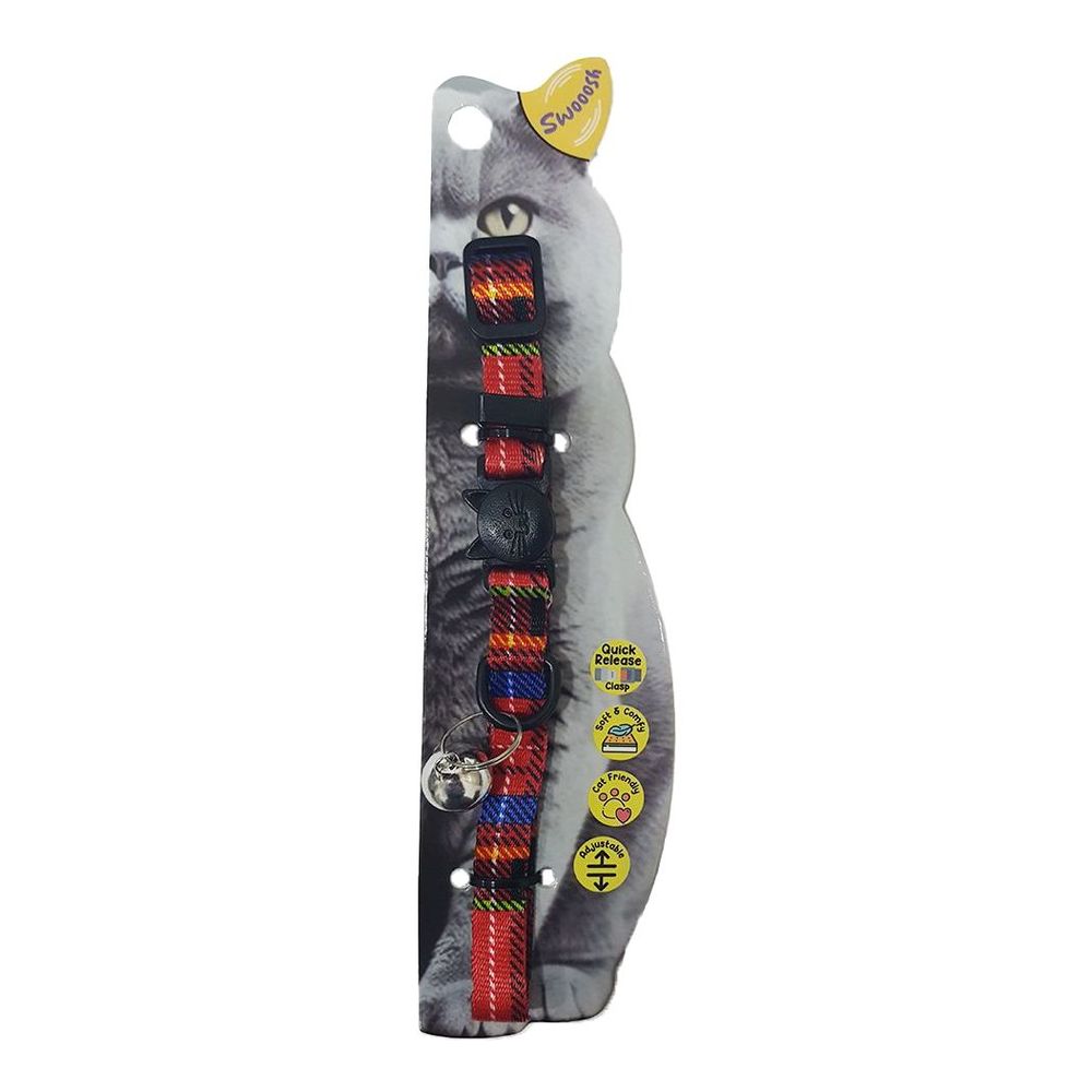 Swooosh Cat In Britain Nylon Safe Collar - Red