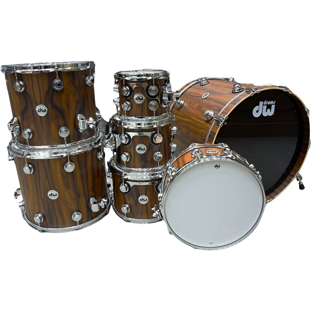 DW Drums DRX6TTCSC Collector's Series Exotic 7-piece Shell Pack - Hard Satin Over Santos Rosewood