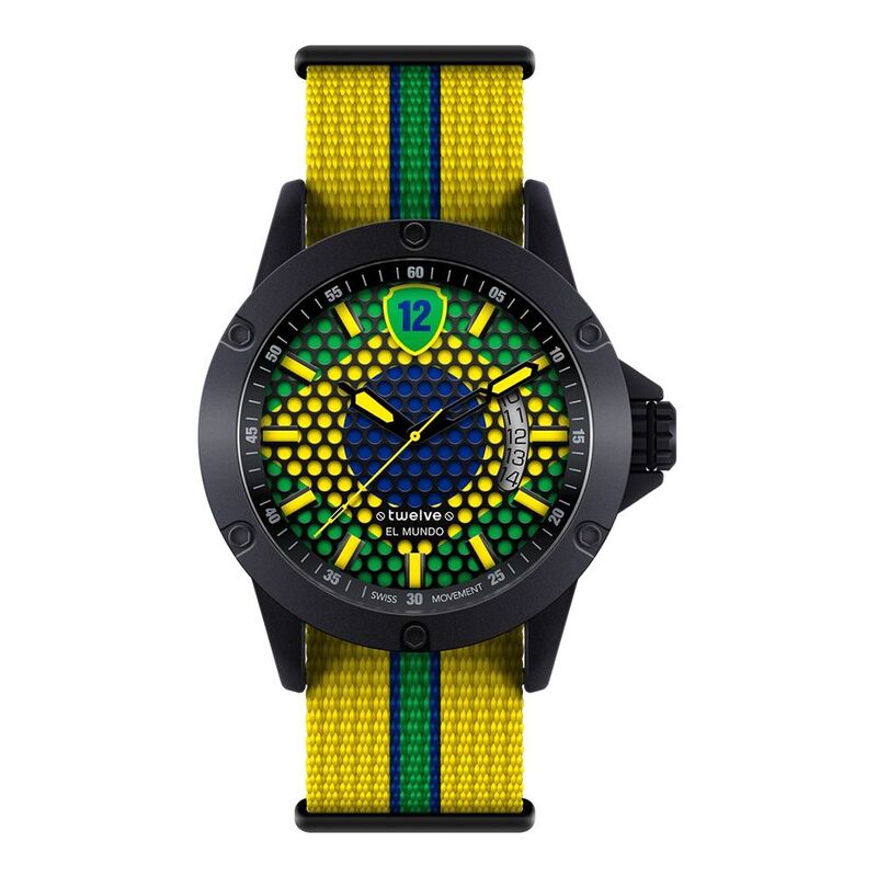 Twelve WBRA1L Brazil Themed Unisex Wristwatch - Large - 44mm Twelve WBRA1L Brazil Themed Unisex Wristwatch - Large - 44mm