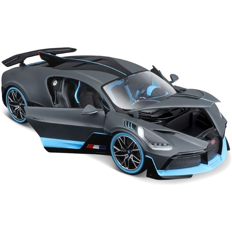 BBurago Bugatto Divo 1.18 Scale Model Car - Matt Grey/Blue or Red/Black (Assortment - Includes 1)