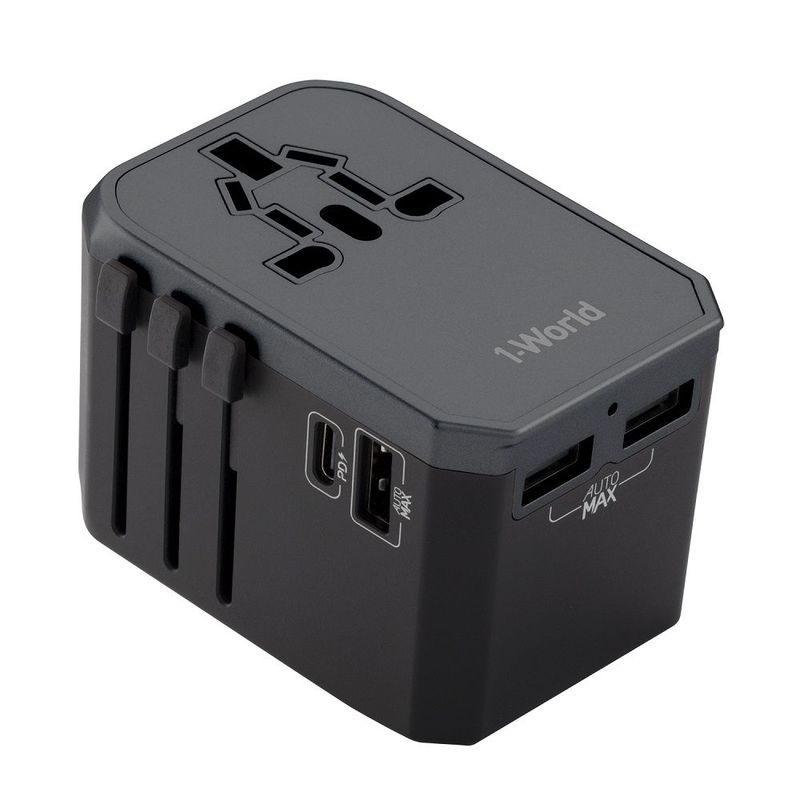 Momax UA7E 1-World Travel A/C Adapter Space Grey