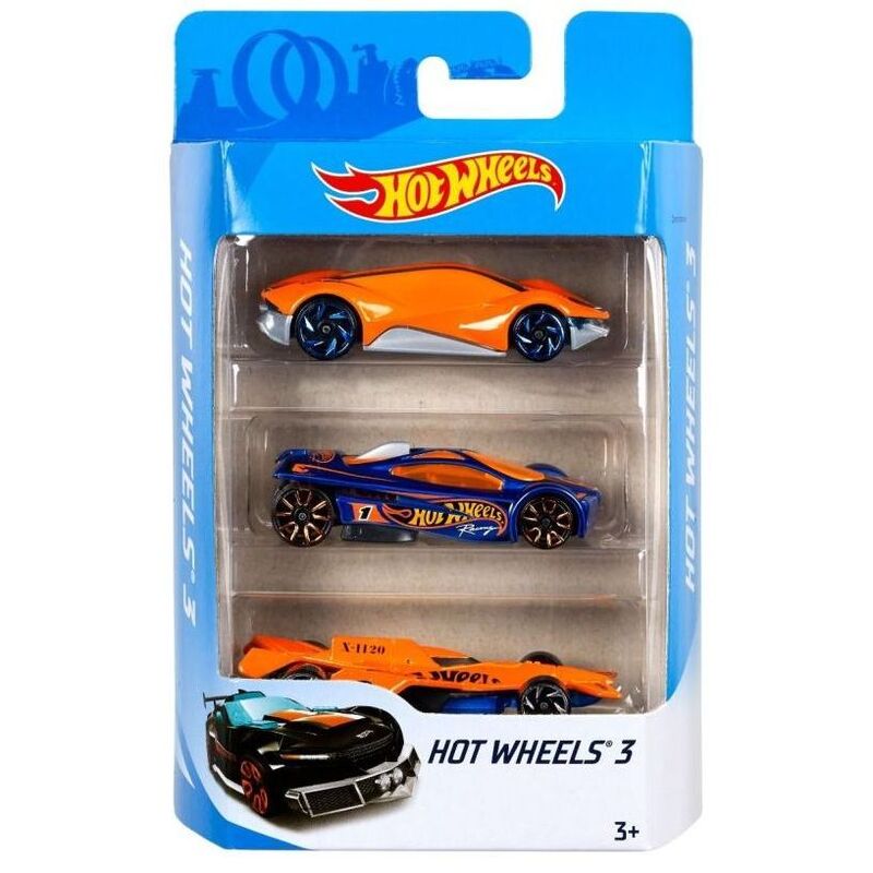 Mattel Hot Wheels 1:64 Basic Car Diecast Cars (Pack of 3) (Assortment)