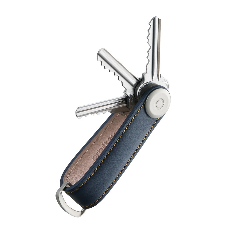 Orbitkey 2.0 Leather Key Organizer Navy/Tan