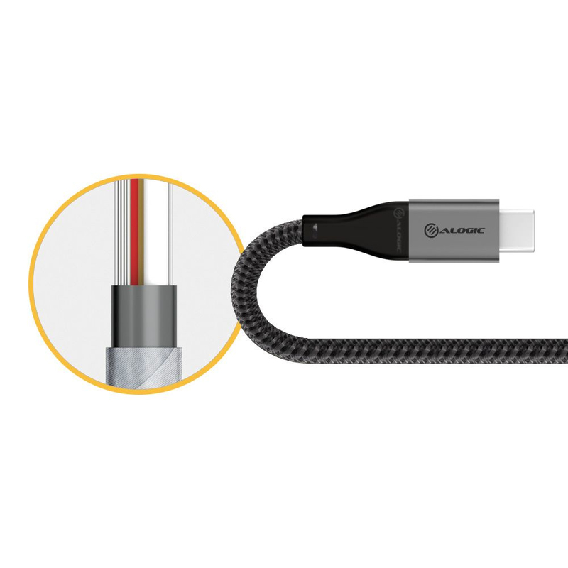 Alogic Super Ultra USB 2.0 USB-C To USB-A Cable 0.3M Space Grey