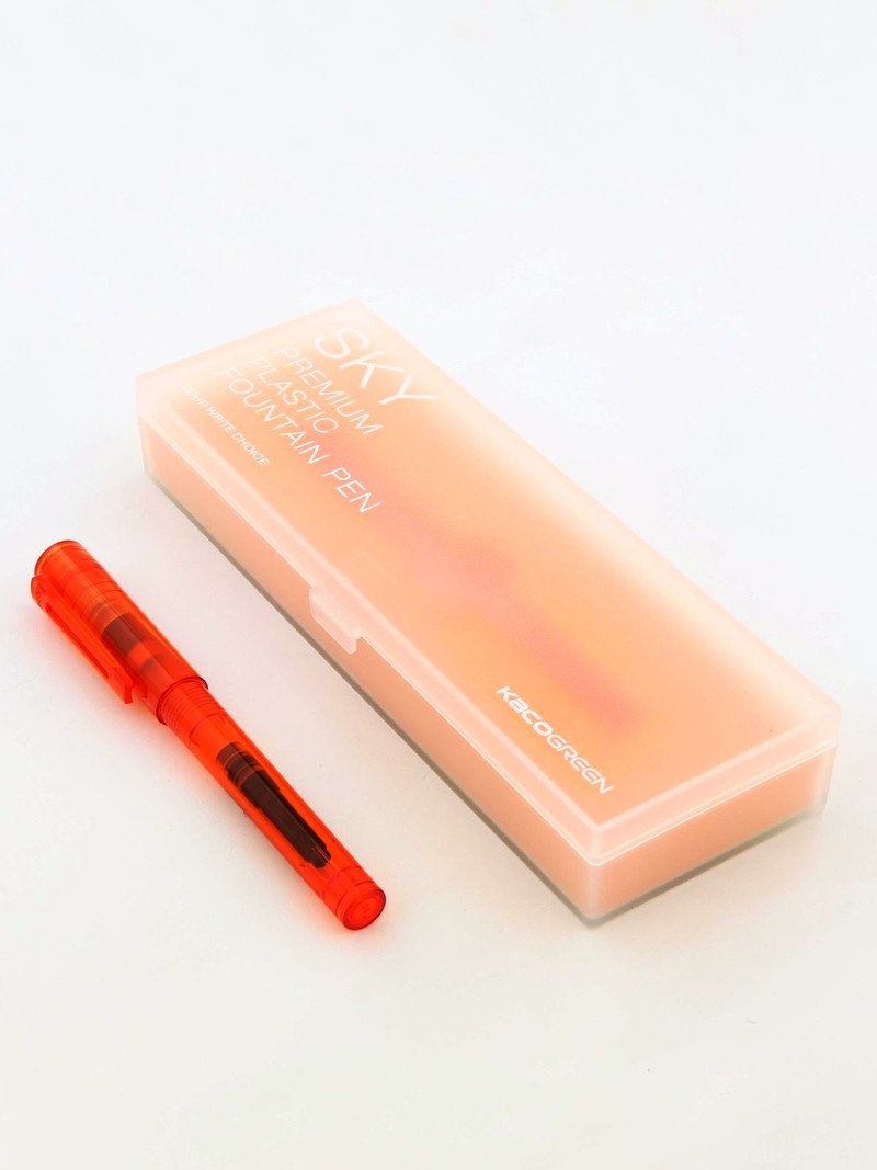 Plastic Fountain Transparent Orange Pen