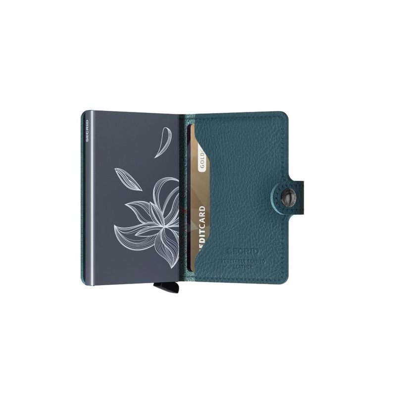 Secrid Miniwallet - Stitch Magnolia Leather - Petrolio