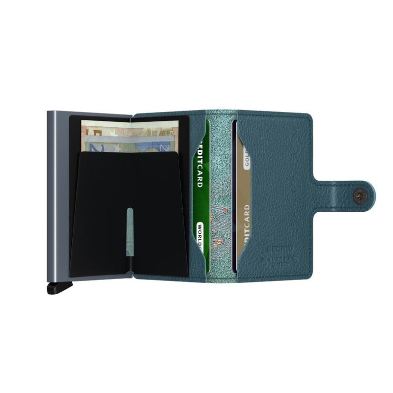 Secrid Miniwallet - Stitch Magnolia Leather - Petrolio