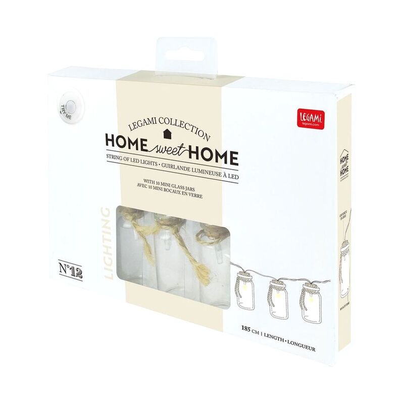 Legami String of LED Lights with 10 Mini Glass Jars Legami String of LED Lights with 10 Mini Glass Jars