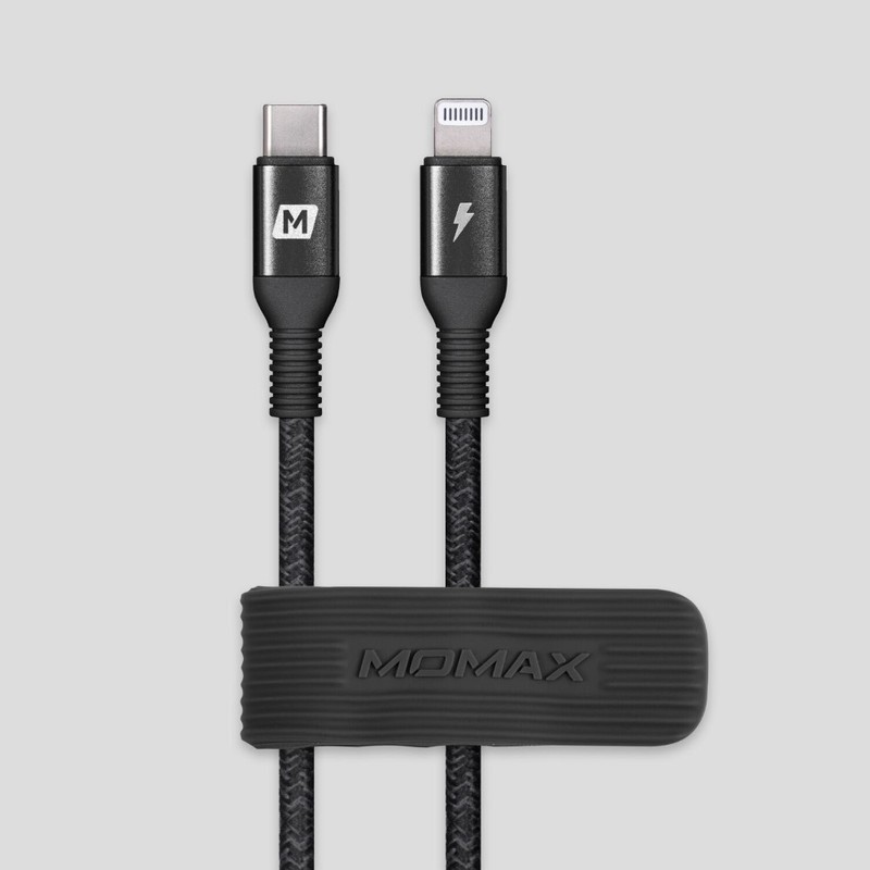 Momax Elite Link Type-C To Lightning Cable Triple Braided 0.3M Black