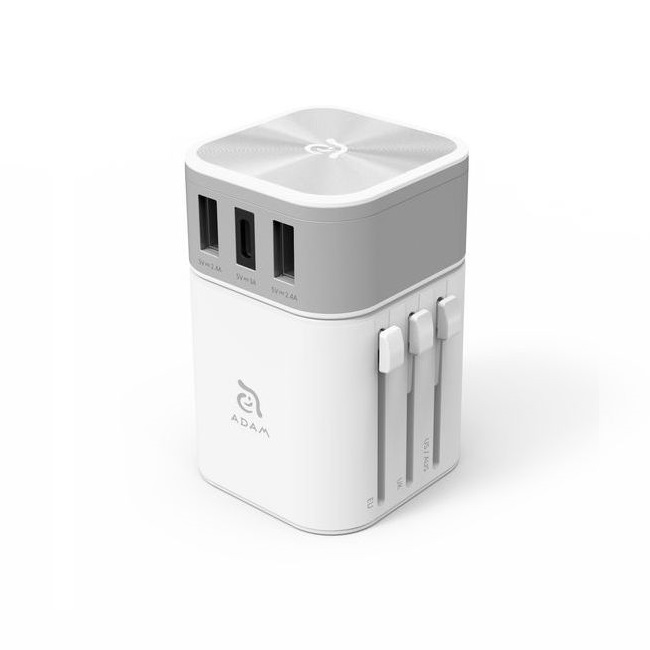 Adam Elements Omnia T3 Silver/White Travel Adapter