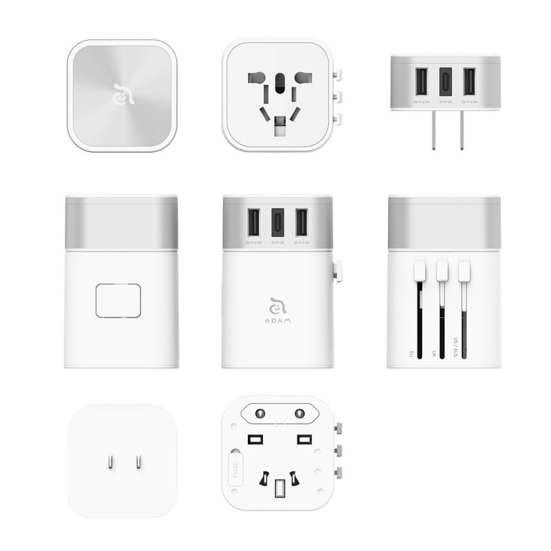 Adam Elements Omnia T3 Silver/White Travel Adapter