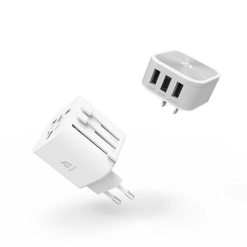 Adam Elements Omnia T3 Silver/White Travel Adapter