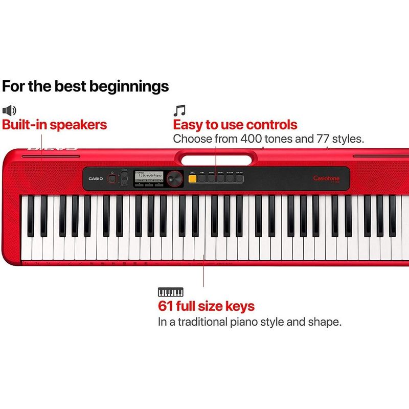 Casio Casiotone CTS-200 61-Key Portable Electric Keyboard Red