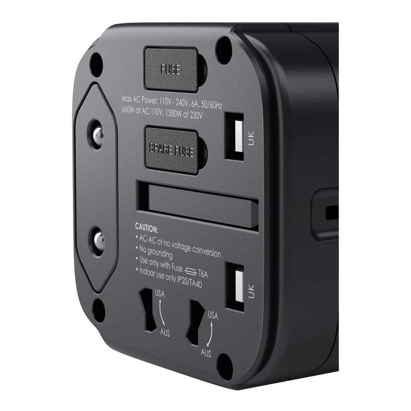 Aukey Ta01B Universal Travel Adapter with One USB-C and Two USB-A Ports