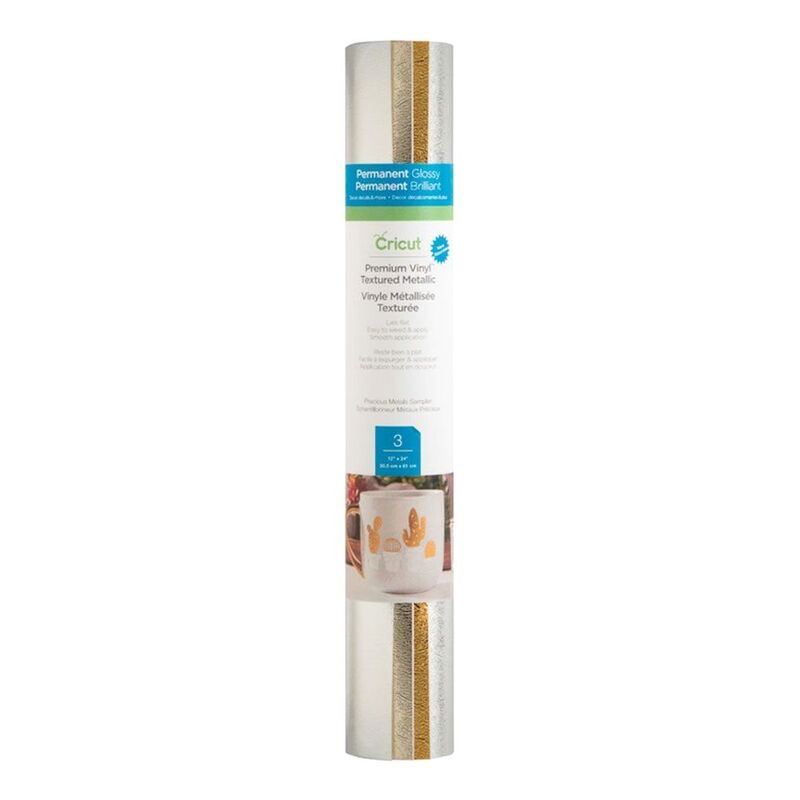 Cricut Premium Vinyl Permanent Sampler - Textured Metallic Precious Metals 30 x 60 cm (3 Sheets) Cricut Premium Vinyl Permanent Sampler - Textured Metallic Precious Metals 30 x 60 cm (3 Sheets)