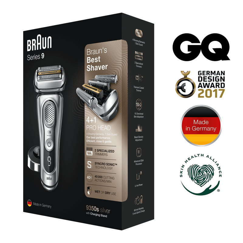 Braun Series 9 9350S Wet & Dry Shaver With Charging Stand Silver