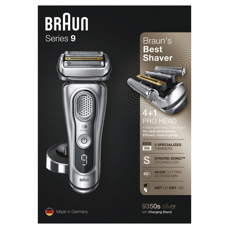 Braun Series 9 9350S Wet & Dry Shaver With Charging Stand Silver