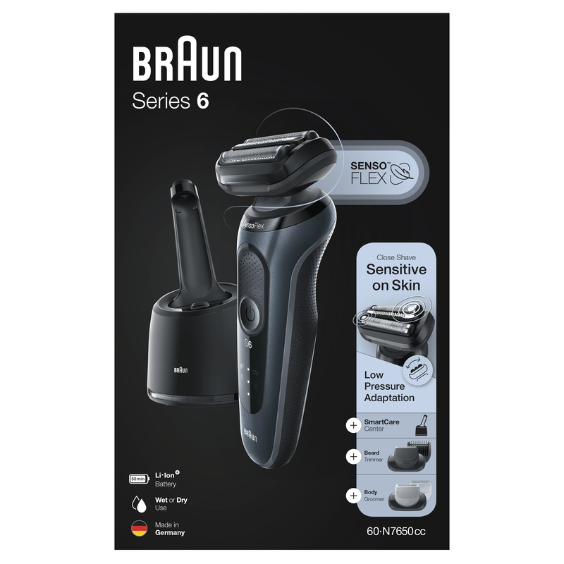 Braun Series 6 60-N7650CC Wet & Dry Shaver With Smartcare Center And 2 Attachments Grey