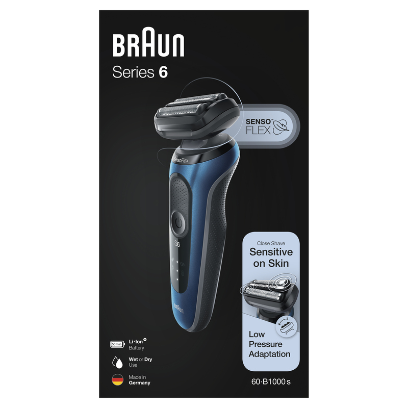 Braun Series 6 60-B1000S Wet & Dry Shaver With Travel Case Blue