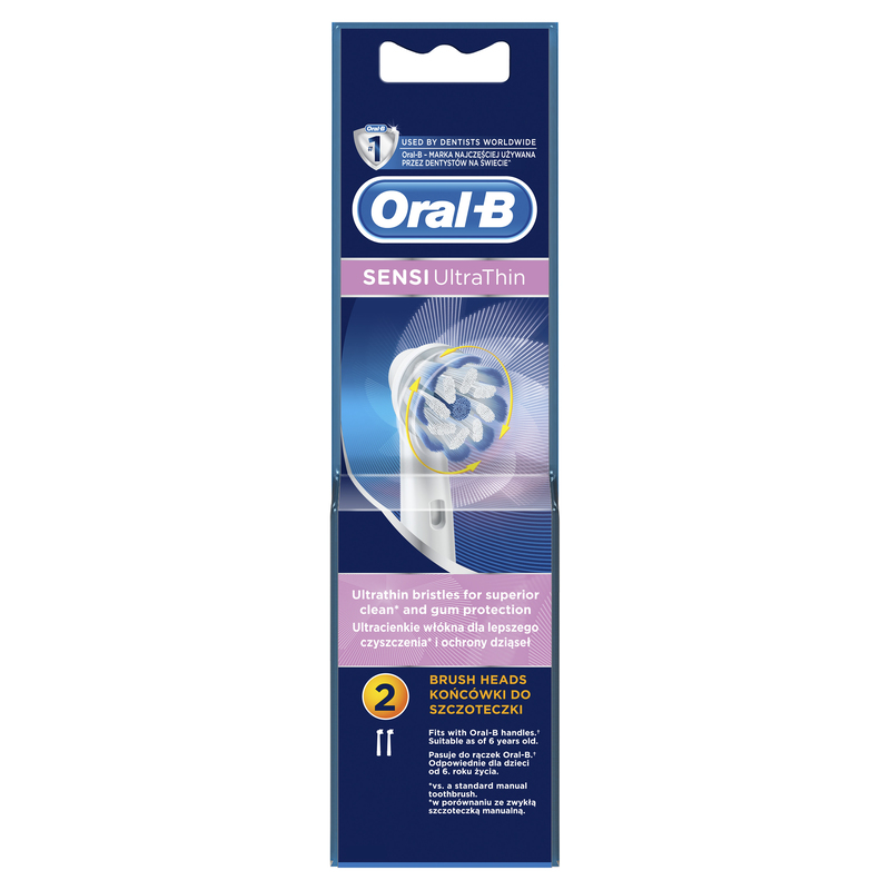 Oral-B Eb 60-2 Sensi Ultrathin Electric Replacement Toothbrush Heads Pack Of 2 White